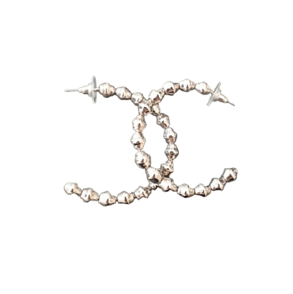 Silver ball hoops - Picture 2 of 3